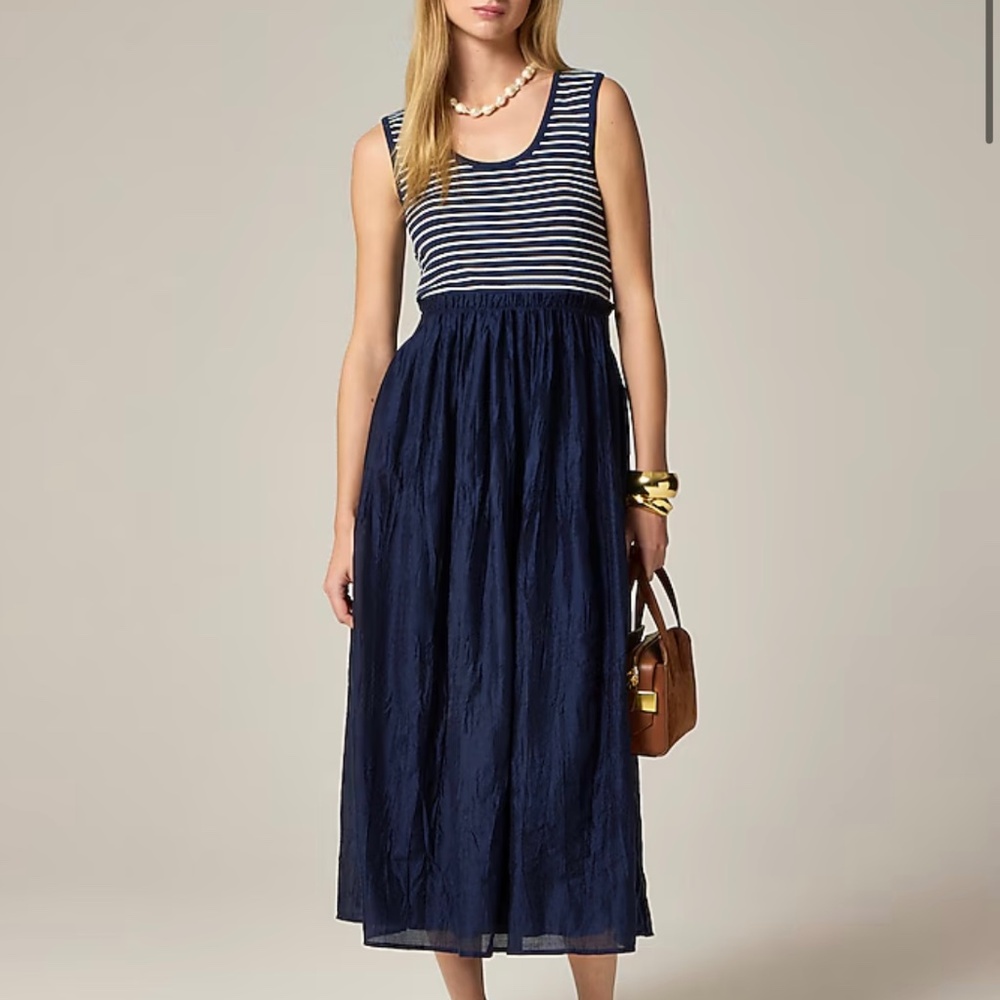 Gathered-waist mixy dress in stripe
